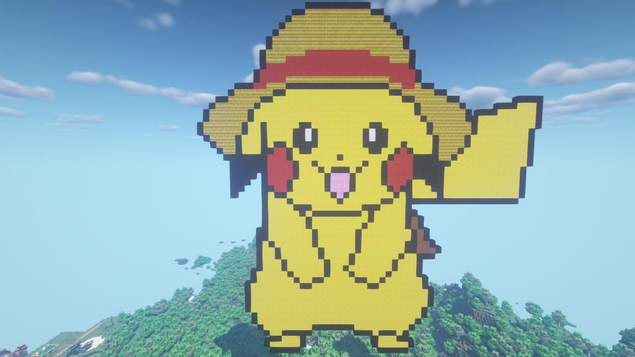 パィナポー ７月２２日 の ポケモンgoとワンピースコラボを記念して 麦わらを忠実に再現 W マイクラ マインクラフト Minecraft ピカチュウ ワンピース ポケモンgo T Co Ujg0tlmgqm Twitter