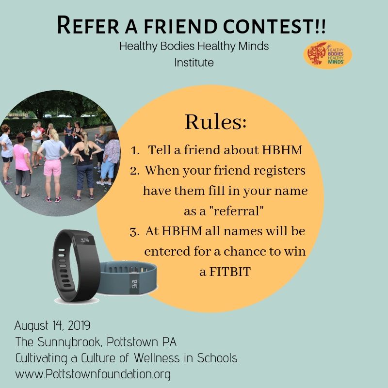 Healthy Bodies Healthy Minds is less than a month away! Don't forget that by referring a friend or colleague you are entered into a raffle for a new FITBIT!