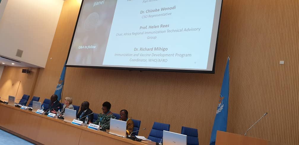kinzyomalley's tweet photo. Happening now at @WHOAFRO - an engaging panel session on Africa Immunization Agenda 2030  - way forward! Panel comprises of Ministry of Health Liberia,  @AfrikParliament Health Conmittee Chair, Africa Regional Immunization TAG Chair, CSO Representative &amp; @WHOAFRO Representative https://t.co/jL7bjnekWv