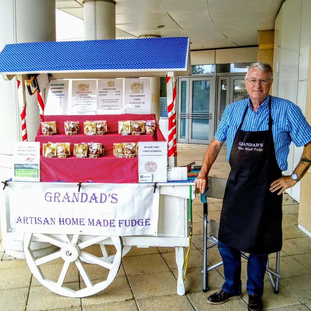 AerospaceFbough's tweet photo. Today our Weekly Wednesday Pop-up Shop was Grandads Artisan Fudge located at The Park Center at lunchtime. Thanks Michael, our occupiers always enjoy your homemade treats! #popupshop #artisanfudge #shoplocal #CommunityEngagement #placemaking #officestorent #handmade #farnborough https://t.co/iADEKT9upE