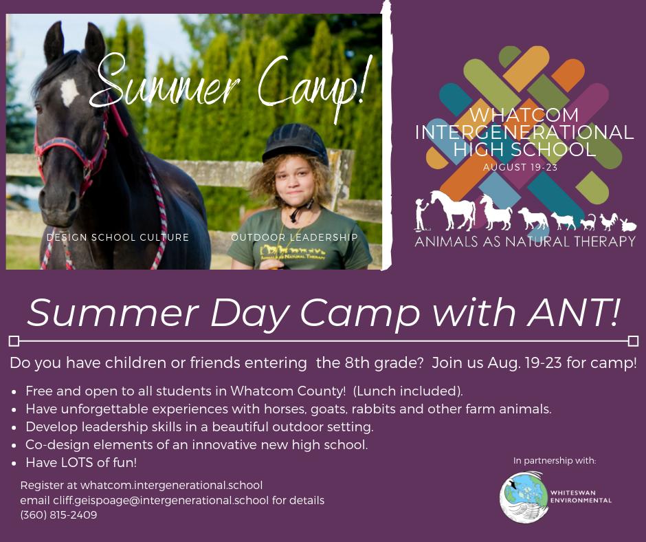 WhatcomIHS's tweet image. Join WIHS for summer camp!  Ride horses, interact with llamas, goats and rabbits, learn outdoor leadership skills and help design an innovative new high school!  Space is limited, so apply now at buff.ly/2LruriT.