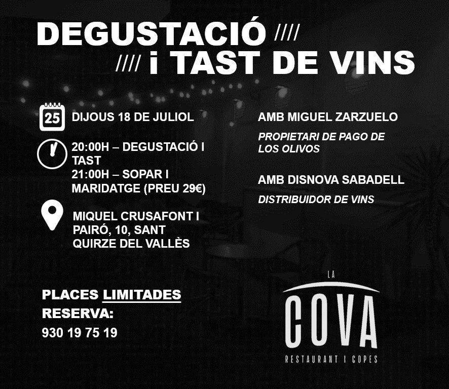 DisnovaSabadell's tweet photo. Obriu les agendes!📓
Demà a les 20:00H⏰, degustació i tast dels nostres vins🍷 a La Cova de Sant Quirze (📍c/ Miquel Crusafont i Pairó, 10)!
T'ho perdràs????😜😜 #disnova #distribució https://t.co/nugKcdeYnN