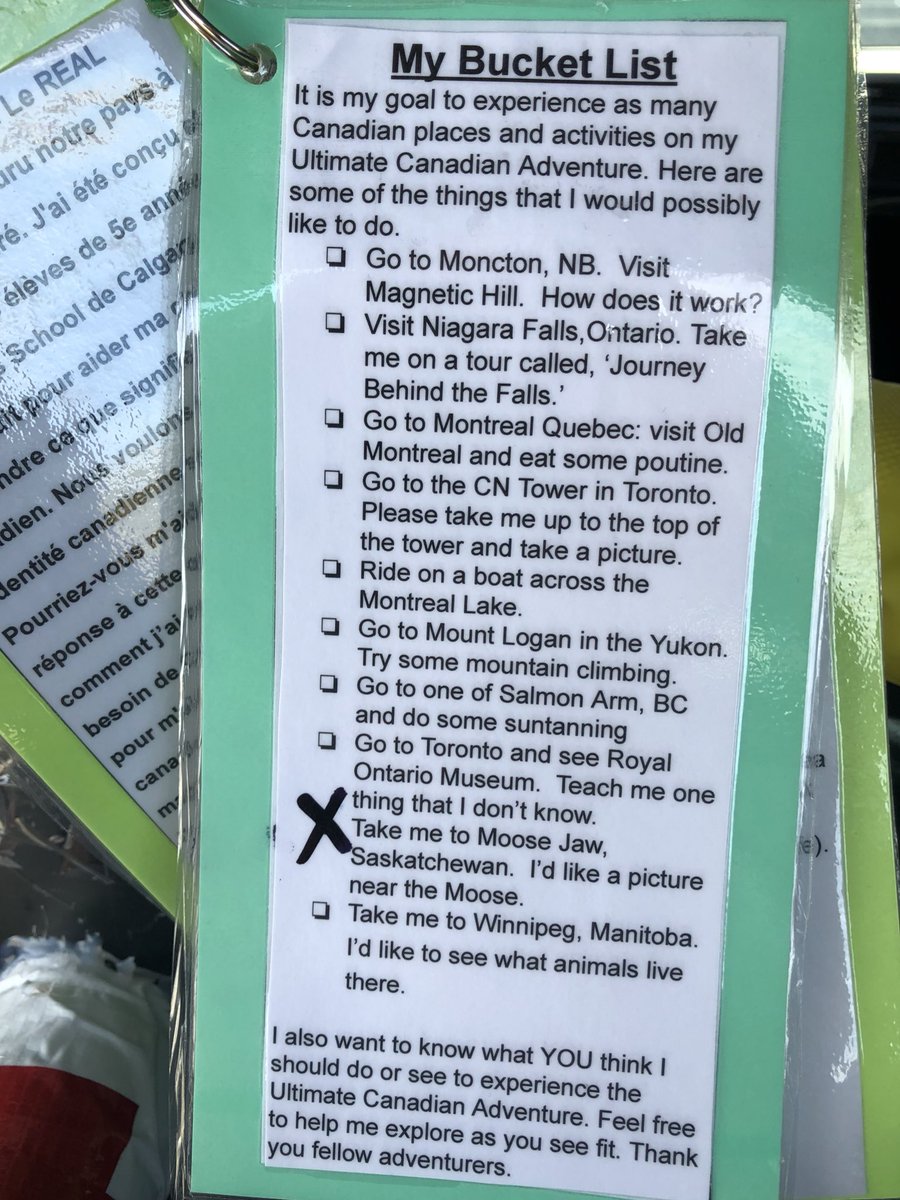 Today is a big day for our travelling companion Alex (<a href="/HitchbotWoods/">HitchbotErinWoods</a>) as he got to cross off the first official item on his bucket list: visiting Mac the Moose in Moose Jaw! And wouldn’t you know it, the Mayor <a href="/FraserTolmie/">Fraser Tolmie</a> even came out to officially greet him!