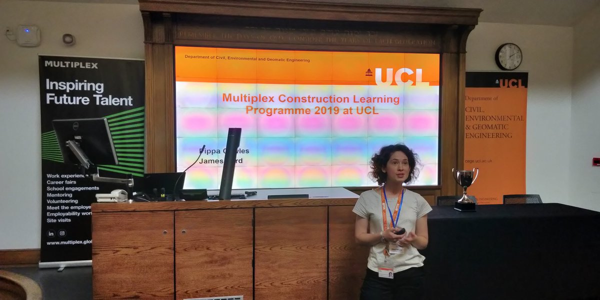 JamesFordUCL's tweet photo. Great to have hosted the the Multiplex Construction Learning Programme final  at @CEGE_UCL  today. Thoroughly enjoyed being a judge, listening to all the teams of Yr10 students / future construction professionals from London schools and seeing their professional presentations! https://t.co/P0a3WHDza5