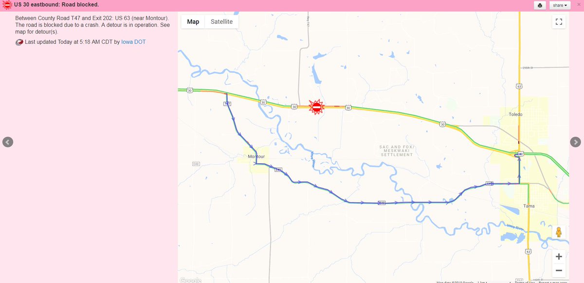 TRAFFIC ALERT The Iowa DOT is reporting a crash that has closed