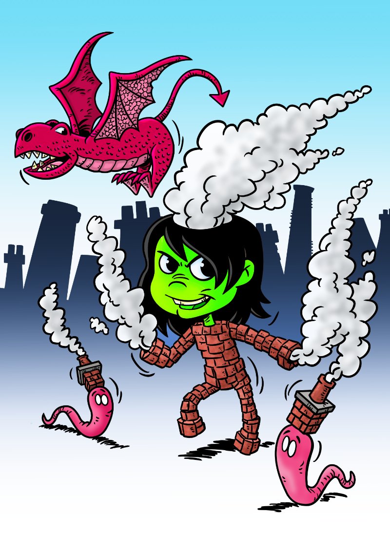 Chimney Land (a place inhabited by dragons, chimney-bodied kids, and chimney-hatted worms)  for <a href="/monsters/">モンスター</a>.go draw this in your style challenge (original design by Gracie at age 6)

#ChimneyLand  #monstersgo  #drawingchallenge #drawthisinyourstyle #drawing #illustration