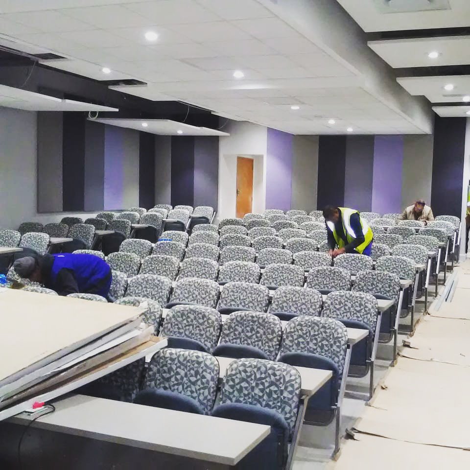 Newly upgraded lecture rm 101 in the Schumann building will b ready for class on 22 July. <a href="/MatieBuilder/">Facilities Management Stellenbosch Uni</a> @LouisVTonderArchitect @JPHConstruction @MatiesEMS