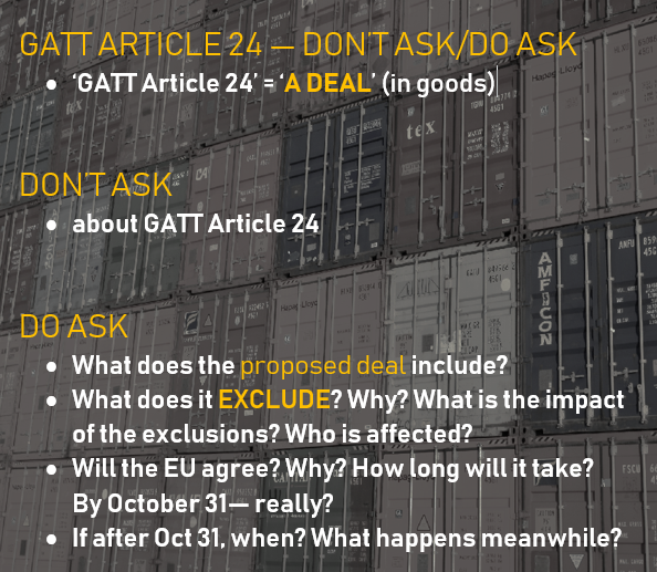 Don't ask about GATT Article 24. Do ask about it's content and impact, and how long it would take
