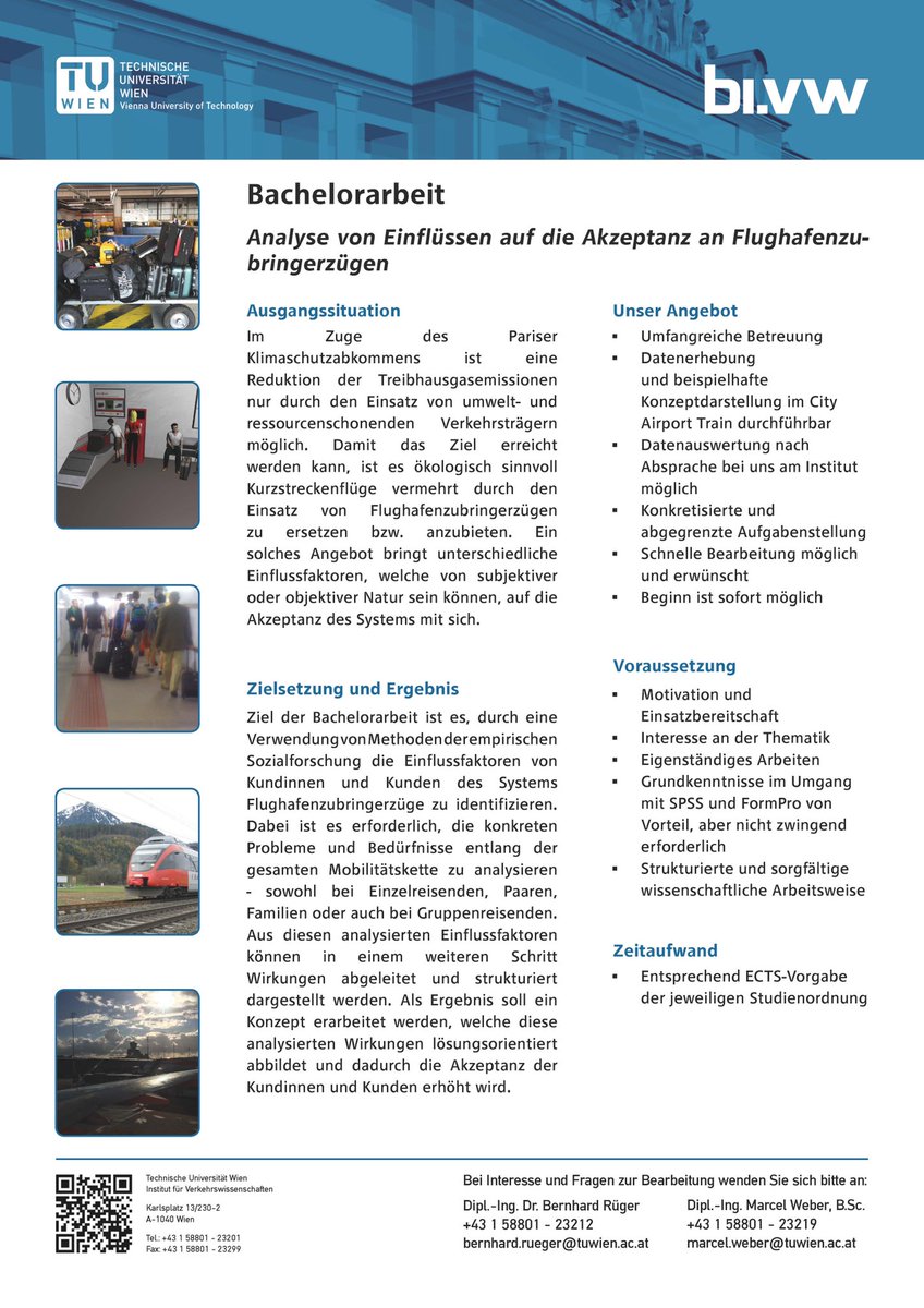 weber_mrcl's tweet photo. We‘re hiring! Du bist im #Bachelor-#Studium und suchst noch nach einem Thema für deine #Abschlussarbeit? Dann solltest du nicht zögern und dich bei uns melden! #tuwien #wien #Verkehr #verkehrsplanung #raumplanung #bauingenieurswesen #cityairporttrain #CAT #Bachelorarbeit https://t.co/yqOcBYThy3