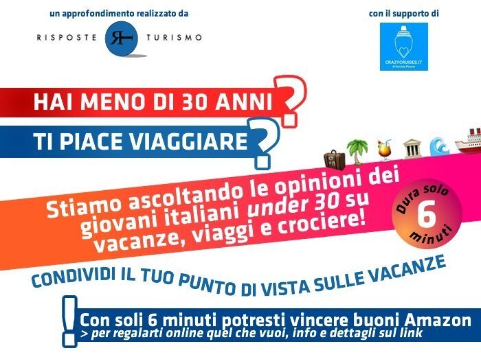 CrazyCruises's tweet photo. Gli under 30 e la vacanza in crociera: rispondi al sondaggio e puoi vincere buoni regalo Amazon! https://t.co/GykZho3gf5 https://t.co/kcHlQmmRsp