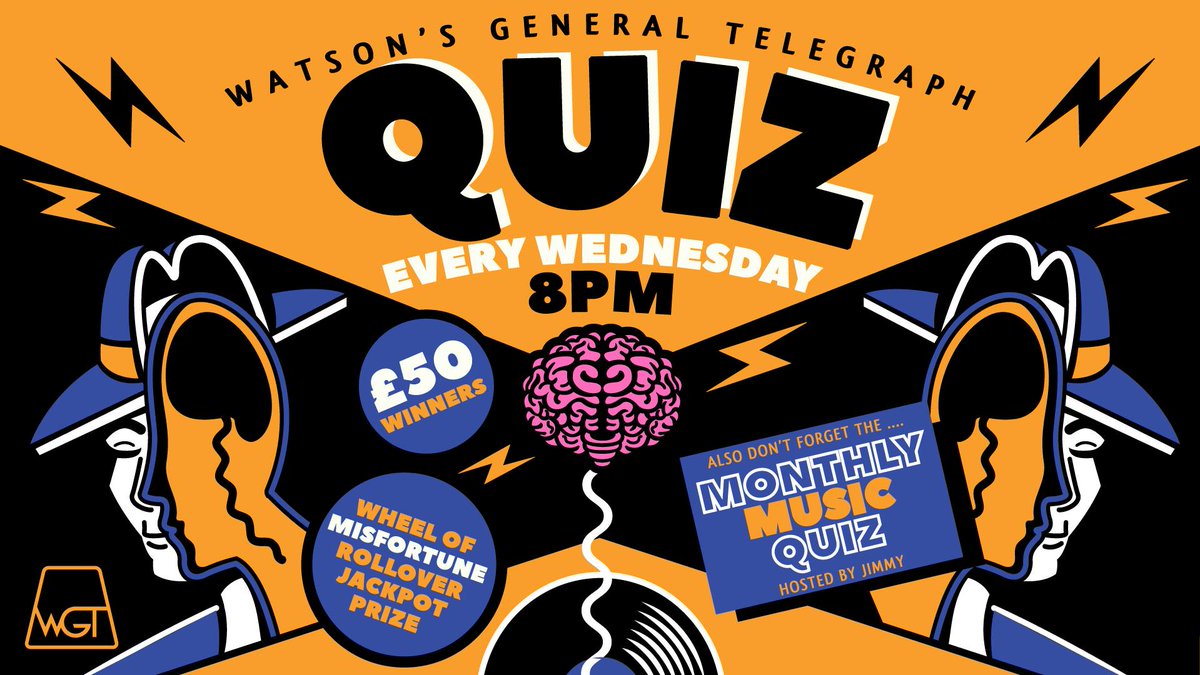 WGT Weekly Quiz from 8pm Tonight! Get involved and you could win £50 cash... Or play in the Rollover Jackpot 😱