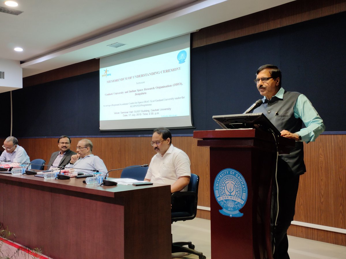 Memorandum of Understanding (MoU) signed Between Indian Space Research Organisation (ISRO) and Gauhati University on 17/07/2019