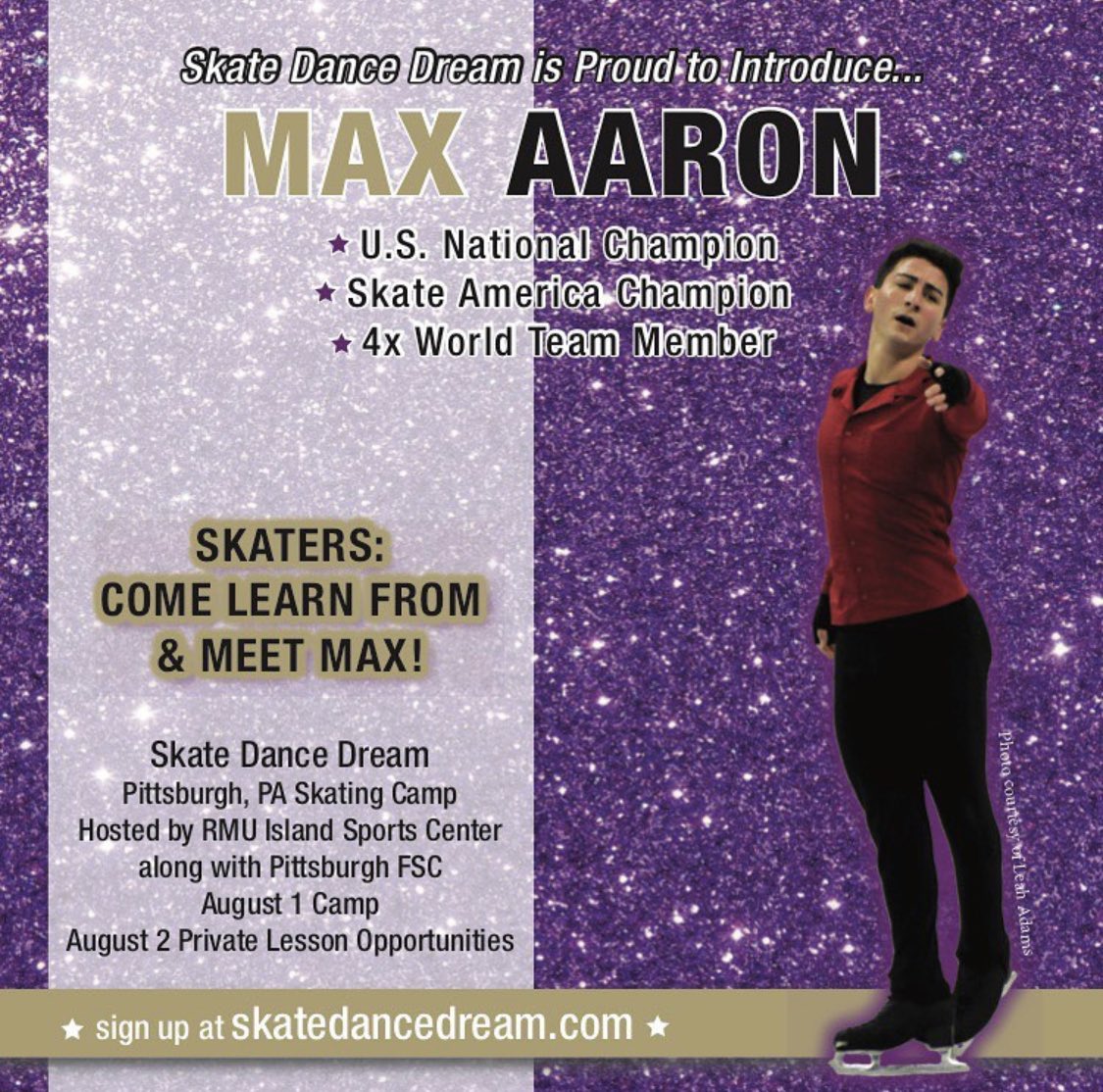 MaxTAaron's tweet image. Excited for the Skate Dance Dream Camp hosted by RMU Island Sports Center, alongside Pittsburgh FSC on August 1st! Can’t wait to see you all there! @SkateDanceDream