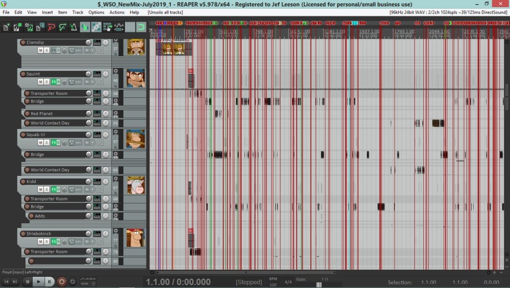 JefLeeson's tweet photo. When #mixing an #animated #movie, be prepared to stare at something like this for weeks on end. 

Some sort of caffeinated libation helps... go with tea. 

#WhatPrettyLines #ClickHappy #WSO #WesternSpaceOdyssey #reaperdaw https://t.co/FCnE0GFMTQ