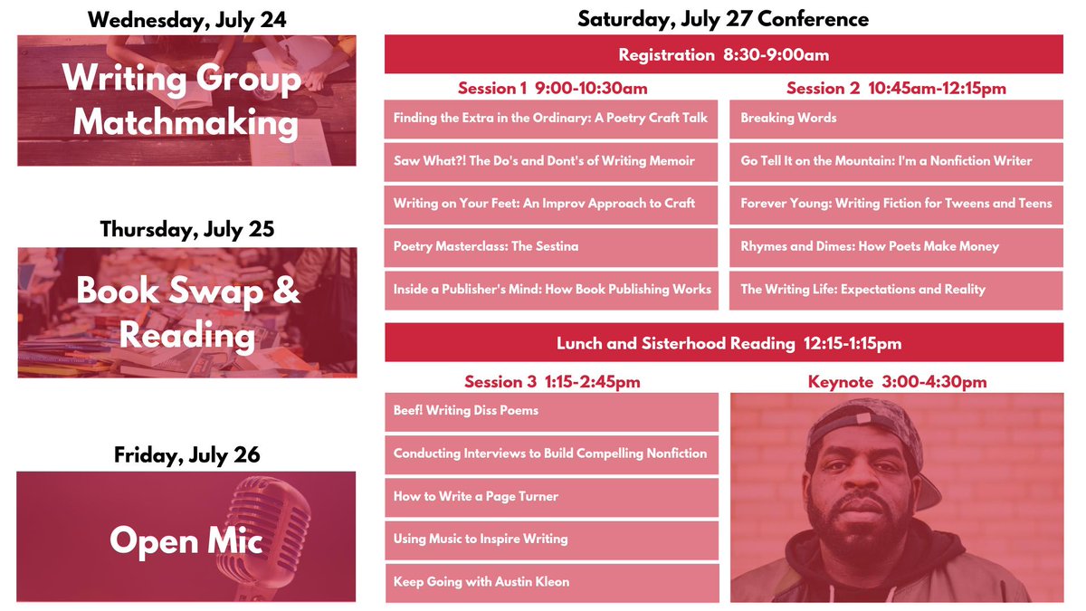 litcleveland's tweet photo. Inkubator Week is HERE! Keep up on all this week's events leading up to the Inkubator with the below schedule and click the link to register for individual days!

https://t.co/loSqa7SXKn

#CleInk19 https://t.co/9iCUGhjacr