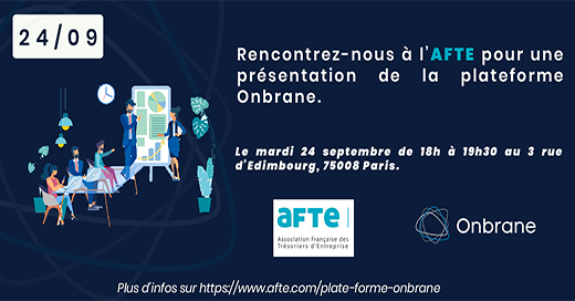 onbrane's tweet photo. Inscrivez-vous pour assister à la présentation de la plateforme devant l'Association Française des Trésoriers d'Entreprise !

Register to attend the presentation of the platform in front of the French Association of Corporate Treasurers!
https://t.co/DB14zS2DRk

#Onbrane #fintech https://t.co/nFFEG1GDLx