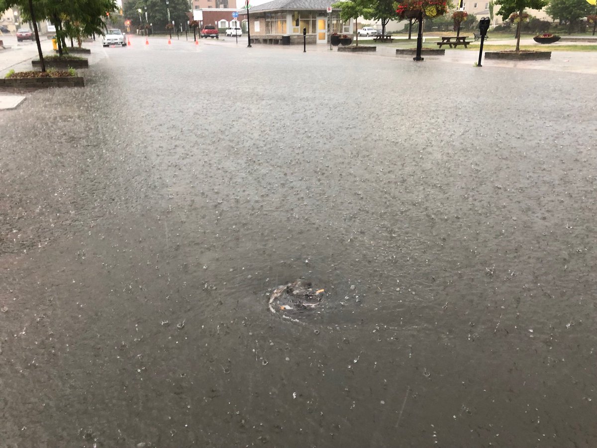 NT_pfisher's tweet image. A few areas of flooding in Cobourg. One street was closed and a few campers surrounded by water in Victoria Park Campground
