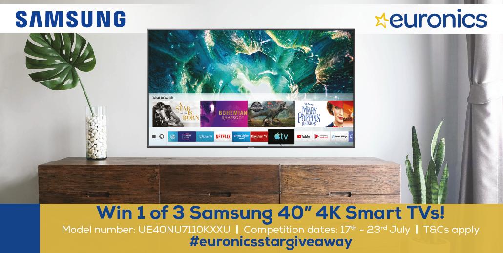 euronics_UK's tweet image. Fancy winning an amazing Samsung 40" 4K Smart TV (UE40NU7110KXXU) which also features the new exclusive #AppleTV app?! To enter, follow us, RT and tell us what Smart TV app you use to watch your fav shows! T&amp;amp;Cs apply - buff.ly/2LYCDGz #euronicsUK #euronicsstargiveaway