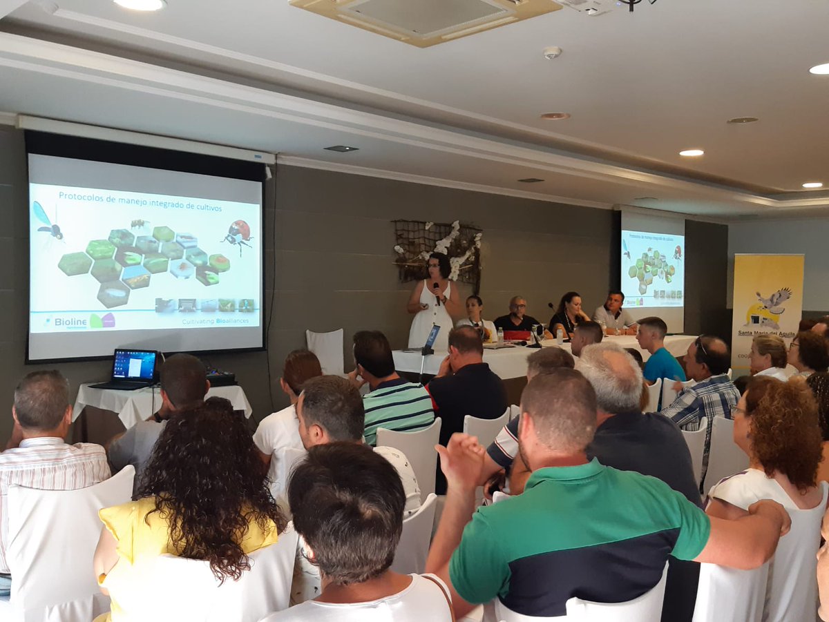 BiolineI's tweet photo. Hoy hemos estado con los amigos de la Cooperativa de Santa María del Águila. Manuel Gómez, responsable de I + D, y Mónica Murcia, técnica de @BiolineI les han presentado nuestras principales mejoras en #controlbiologico con una estupenda respuesta. https://t.co/iWDmm8AI56