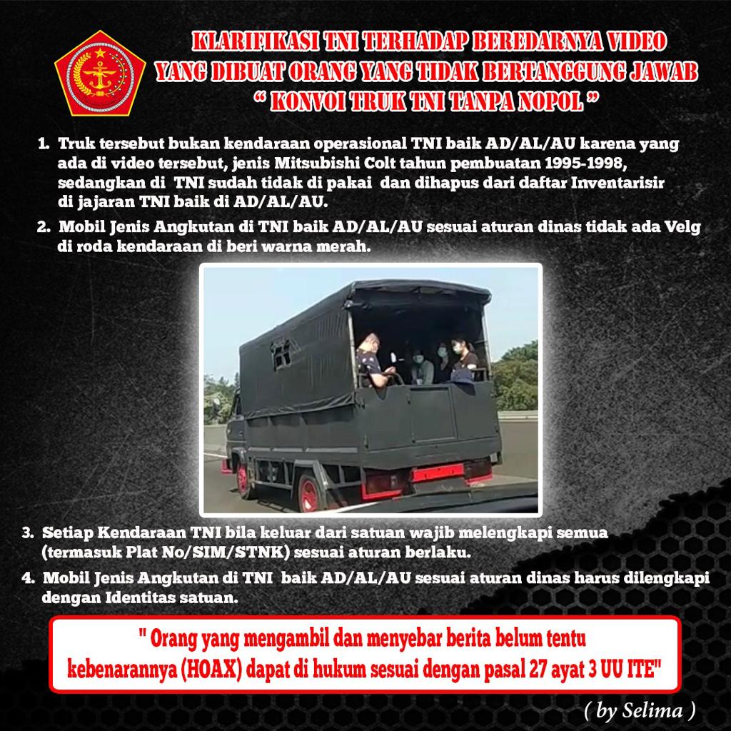 OlavPaul's tweet photo. @jokowi @tjahjantohadi @Puspen_TNI #P5TNI
ini klarifikasi tentang truk tni yg tanpa nopol https://t.co/Xb6x4uDo2L