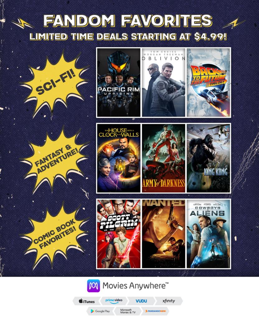 Celebrate Comic-Con with exclusive deals on new and classic films – including must-own sci-fi, fantasy, and comic book movies starting at $4.99. All movies sync with your Movies Anywhere account, and new titles are added each month: geni.us/DMDSTORE