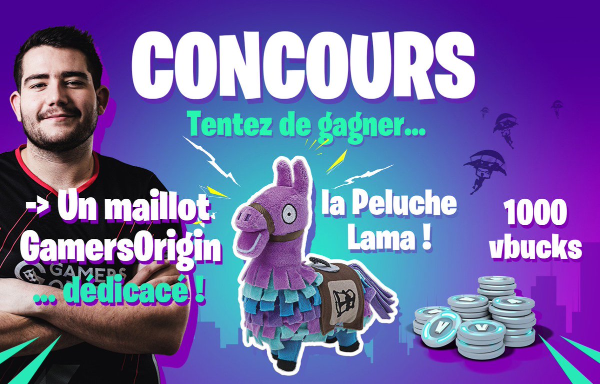M11Z_ftn's tweet photo. 🎁 CONCOURS PACK SPÉCIAL WORLD CUP  🎁

- Un maillot GamersOrigin dédicacé
- Une peluche Lama Fortnite
- 1000 V-Bucks

✅ Pour participer RT + FOLLOW @GO_M11Z et @GamersOrigin 

🍀 Bonne chance, TAS 24/07 #FortniteWorldCup https://t.co/oP6eTYlnbU