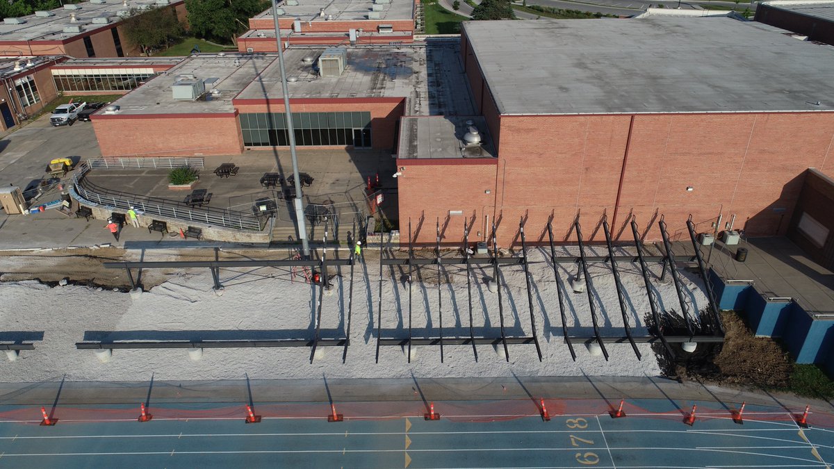 krodrequez's tweet photo. The demo is done and now the new bleachers are finally being installed! @GrandviewCSD4 high school stadium upgrades are moving along very well! #BondProjects #Community #WeAreGrandview @amcook63 https://t.co/l644AfvfJD