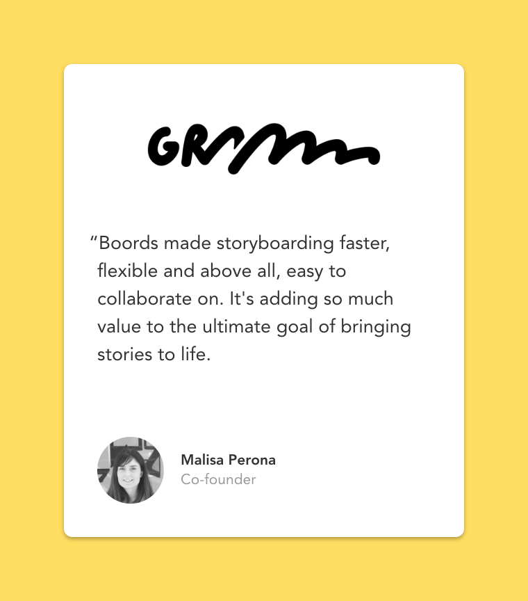 boordsapp's tweet image. “Boords made storyboarding faster, flexible and above all, easy to collaborate on.” 

Thank you @grammstudio ✌️