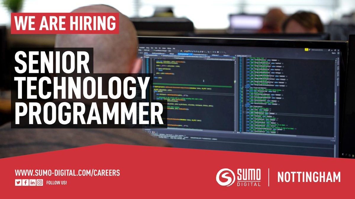 SumoDigitalLtd's tweet image. We are looking for a Senior Technology Programmer to join us at #SumoNottingham!

Apply today:
jobs.lever.co/sumo-digital/9…

#GameJobs #CodeJobs
