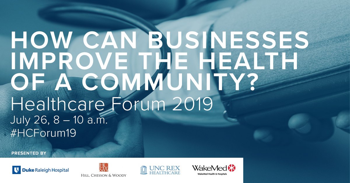 raleighchamber's tweet photo. Learn how community health can contribute to the bottom line in ways beyond reducing healthcare costs. Register for our Healthcare Forum on July 26. #HCForum19 https://t.co/lIIdZ7B8Iu https://t.co/8wKJsDUhj2