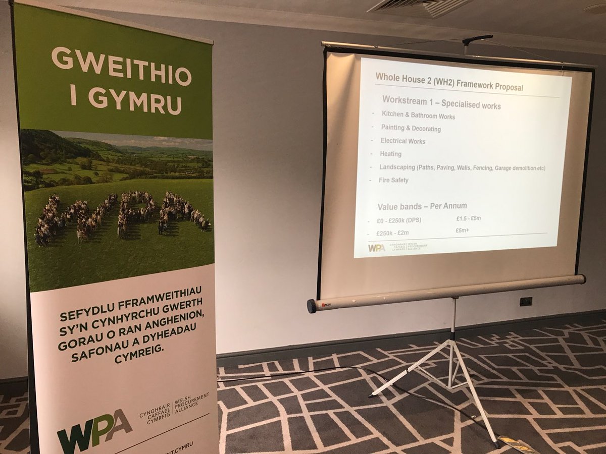 mispacecoms's tweet photo. Great to see @WelshProcure overview of plans for the new frameworks at the Whole House Refurbishment and Improvements Pre-Tender workshop this morning #InWalesforWales #WorkingforWales https://t.co/2lYfXwOuwJ