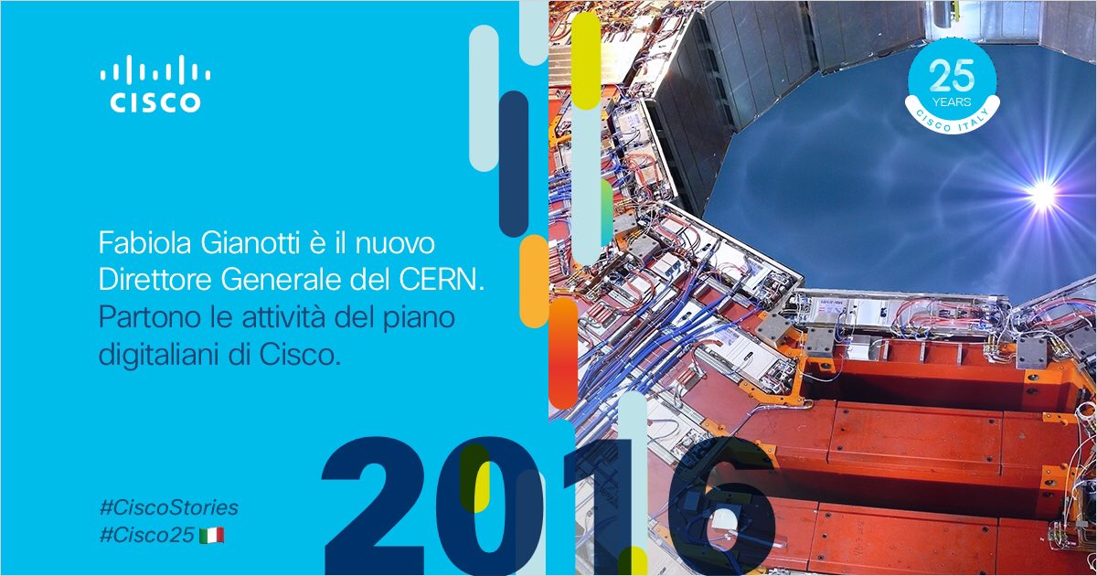 Nel 2016 lanciamo #Digitaliani il programma di <a href="/CiscoItalia/">Cisco Italia</a> per accelerare la digitalizzazione del nostro Paese. Intanto Fabiola Gianotti assumeva l'incarico di direttrice del CERN. Uno straordinario orgoglio nazionale. #ciscostories #cisco25🇮🇹