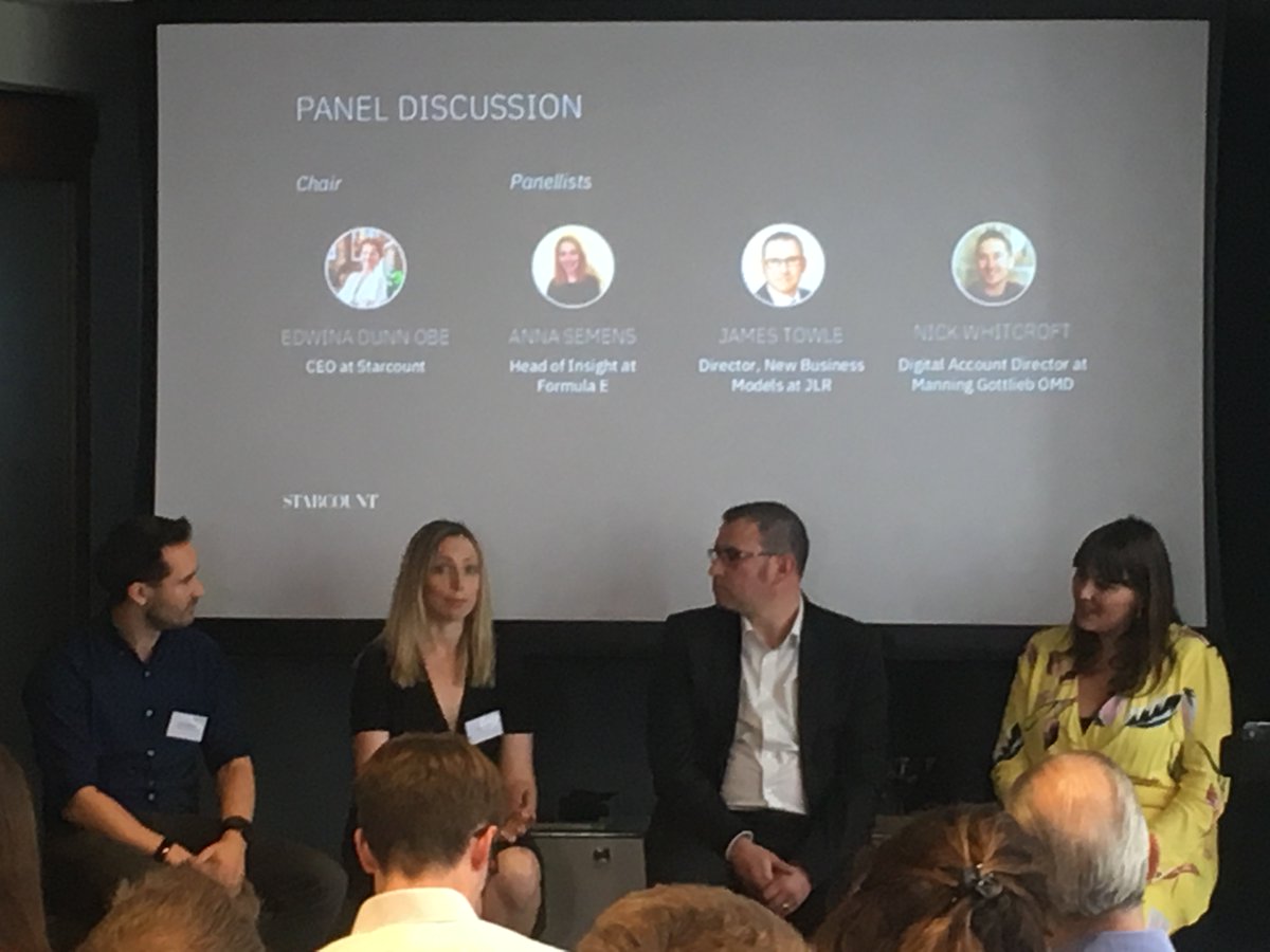 Very pleased to announce the panellists for today's event! <a href="/Annasemens/">Dr Anna Semens</a>, Head of Insight <a href="/FormulaE/">ID-10t</a>, Nick Whitcroft, Client Account Director for automotive brands <a href="/OMD_UK/">OMD UK</a>, <a href="/Jimmyt77/">James Towle</a> Director, New Business Models <a href="/JLR_News/">JLR</a> &amp; our Chief Product Officer <a href="/h_rowena/">Rowena Humby</a>
 #electricvehicles