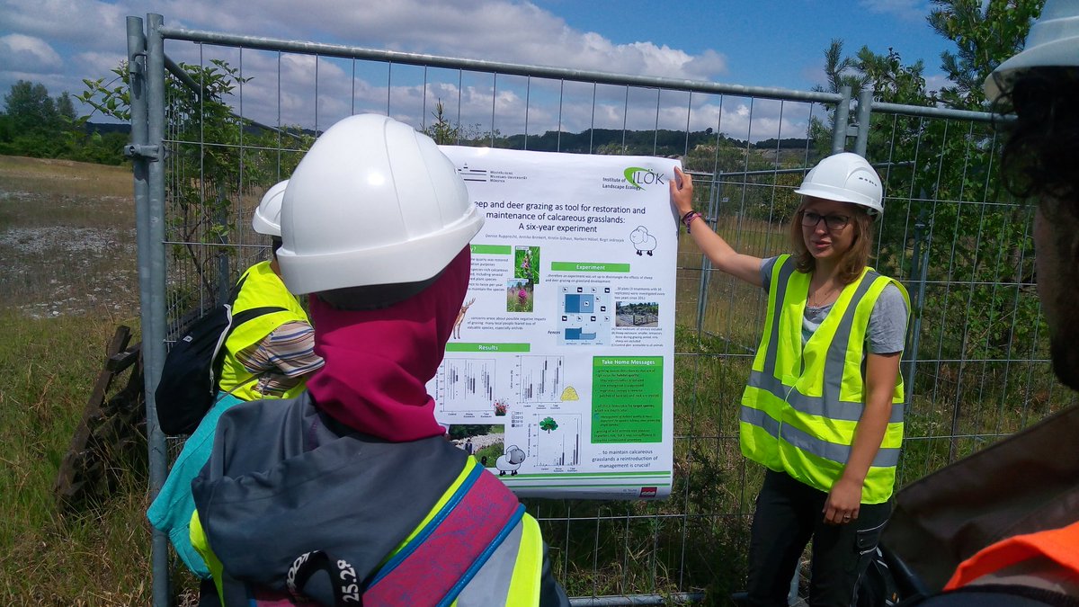 macek_mm's tweet photo. Improvised poster session on #IAVS2019 field excursion to Teutoburg forest and #Dyckerhoff lime quarry, where many critically endangered plants found hideaway from eutrophication. https://t.co/xfy5iTH01k