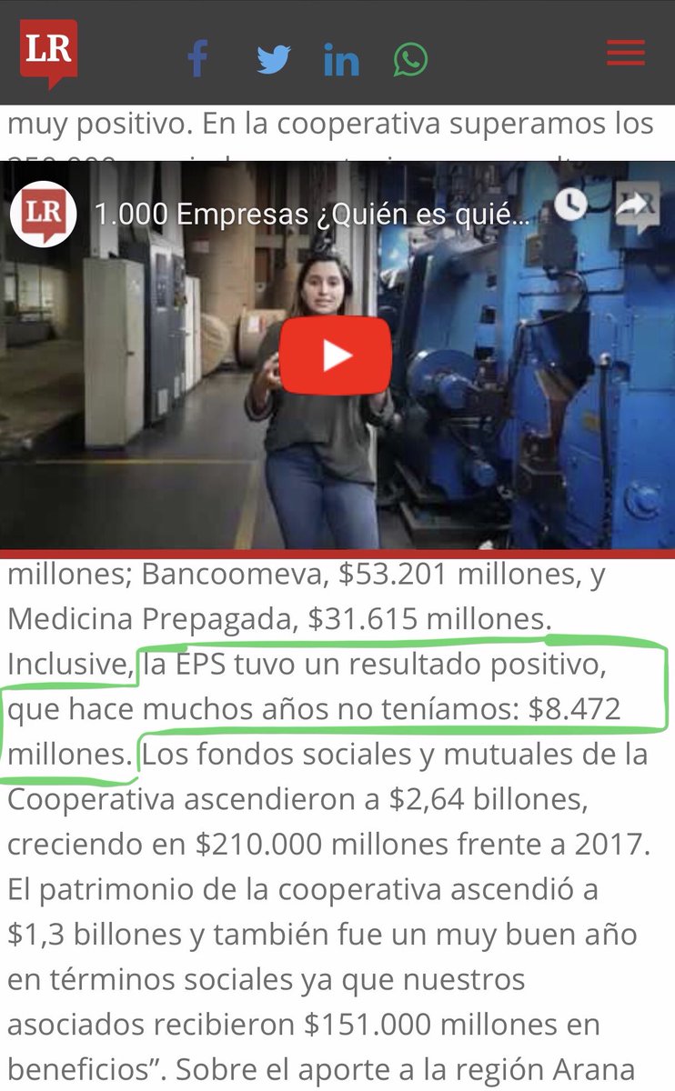 Pero más grave que lo del juez en Medellin, es que el presidente de <a href="/Grupo_Coomeva/">grupo_coomeva</a> @CoomevaSaludEPS sea tan caradura y descarado sacando pecho de las utilidades de la EPS a costa de la vida de los pacientes bit.ly/2YSwKP6 <a href="/gusgomez1701/">Gustavo Gómez Córdoba</a> <a href="/CaracolRadio/">Caracol Radio</a>