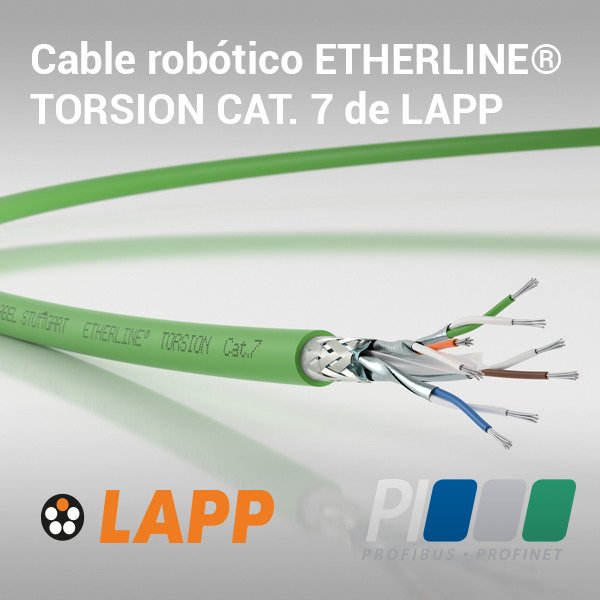 El ETHERLINE® TORSION Cat. 7 de @lapp_espana es el primer cable de Cat. 7 compatible con movimientos de torsión y certificado de acorde a PROFINET®.
#PROFIBUS #PROFINET #cableadoindustrial 
profibus.es/cable-robotico…