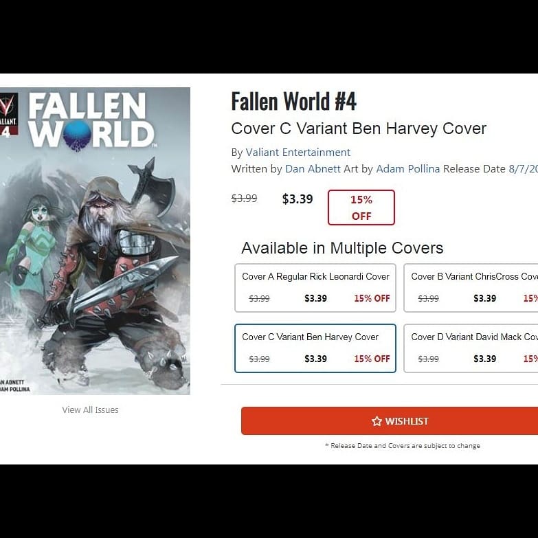 benharveyart's tweet image. While you're out procuring your new books today consider ordering a copy of #valiantentertainment s' #fallenworld #4 out this August 7th with a painted variant cover by me #benharveyart! A big thanks to @valiantentertainment for giving me another opportunity to work with them!