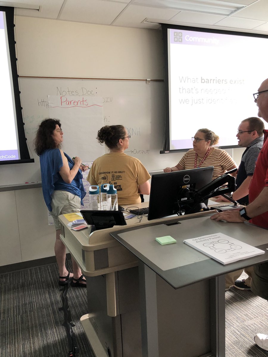 CSD and CSP teachers coming together to identify the stakeholders in their community and strategies to address the barriers between stakeholders and the CS community! <a href="/nextech/">Nextech</a> @garagepunk65 <a href="/codeorg/">Code.org</a> <a href="/k_sensenbrenner/">Kerry Sensenbrenner</a> <a href="/Dana_Calfee/">Dana Calfee</a> <a href="/TeachCode/">TeachCode</a> <a href="/CSforIN/">CS for Indiana</a> #InfyPathfinders