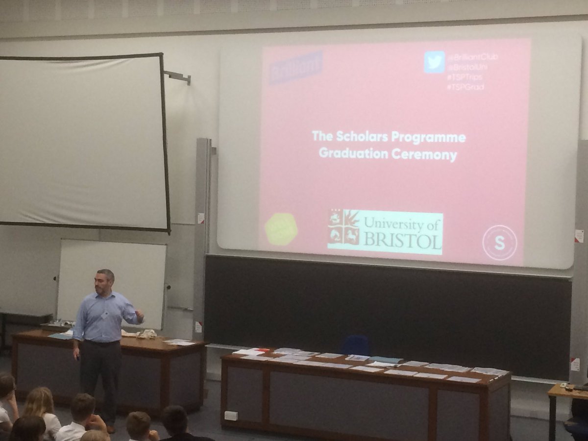 GregScannell07's tweet photo. The @BrilliantClub COO @RREyre kicked off our day at @BristolUni and is now commencing the certification ceremony for the pupils from @BodminCollege @Ynystawe @Ysgol_Aberaeron @YUAberteifi @starchsch @Wey_Valley @inventionjunior @NovaHreodUL #TSPGrad - congratulations Scholars! https://t.co/Z6TQZDgC4f