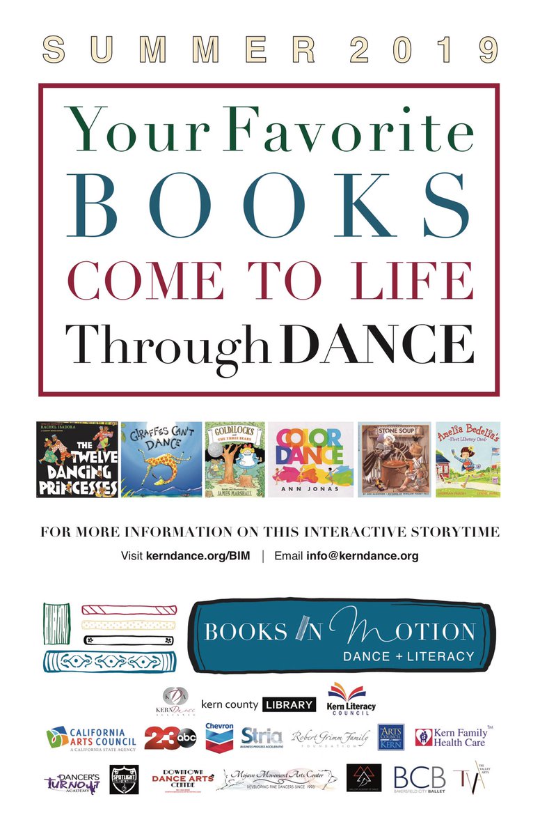 kda_california's tweet photo. FREE #BooksinMotion performance TODAY!! 🦒 📚
July 17 @ 1:00 pm, KCL - Southwest Branch, “Giraffes Can’t Dance” performed by Mallory Academy of Dance @MalloryAcademy @KernLit @KernCntyLibrary https://t.co/fx10RVHvpn https://t.co/tiLsKL5Xst