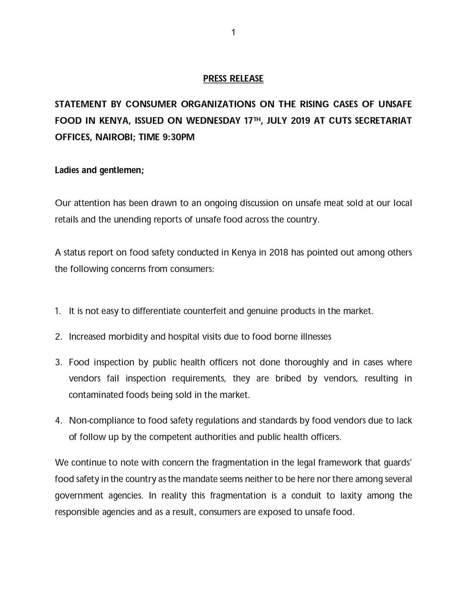 Consumers_Kenya's tweet photo. Following a research we conducted last year on food safety we point out among others the following concerns from consumers: 
 a. It is not easy to differentiate counterfeit and genuine products in the market. @ACAKenya @KEBS_ke #SafeFoodKenya #SafeFoodSecureKenya https://t.co/M4Hv403z9m