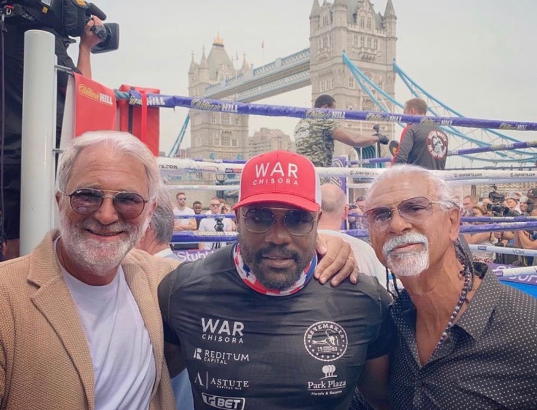 davidhaye's tweet photo. When people ask @EddieHearn and I what it is like to work with @DerekWarChisora 👴🏼👴🏽 #FightWeek https://t.co/daP3n6JugG