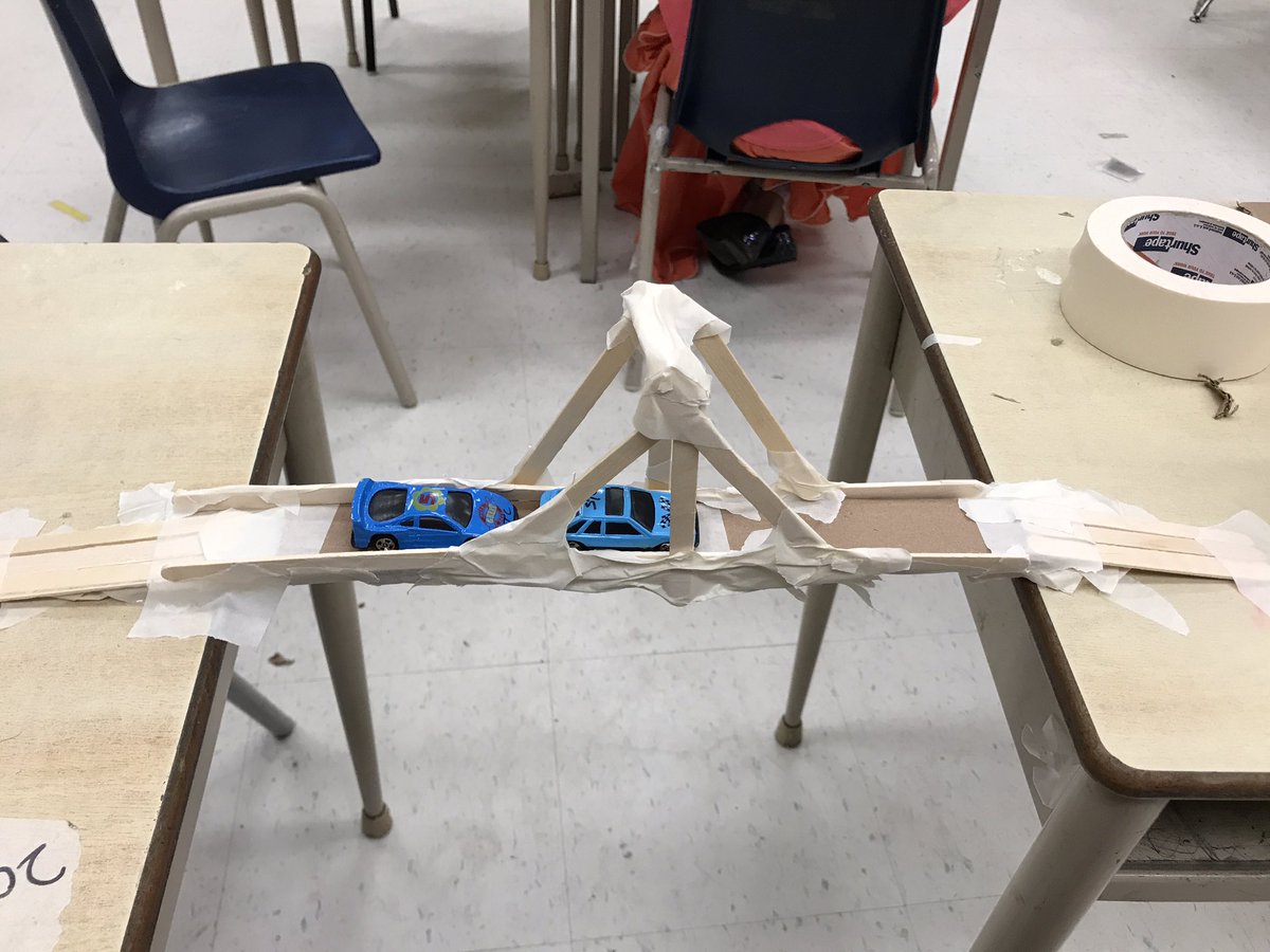 Angel04brea's tweet photo. Help Iggy Peck build a bridge. We learned about how civil engineers build bridges in real life. The kids problem solved and collaborated to build some fantastic bridges! @QVicSummer @TDSB_STEM @MakerEdTO https://t.co/YuIky3TRgm