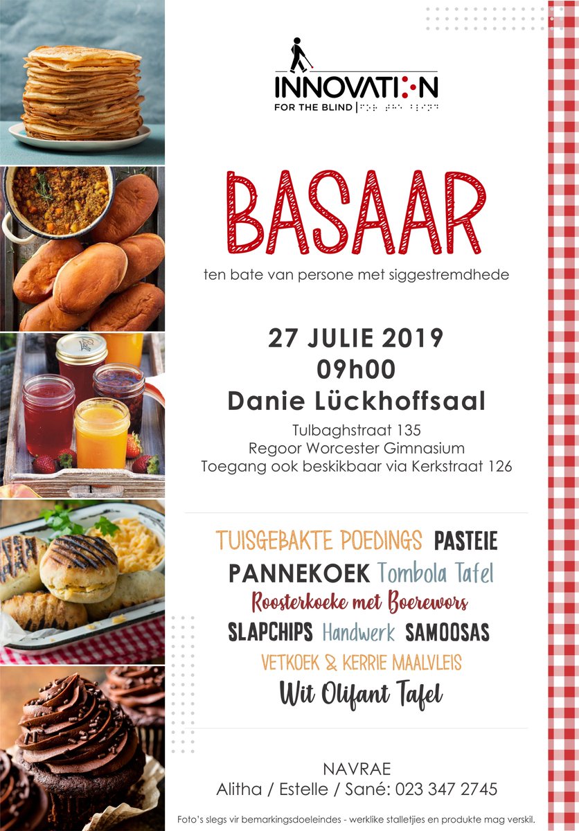InnovationftB's tweet photo. It's almost time for our annual basaar. Would you like to get involved? Contact Alitha 023 347 2745 | alitha@innovationfortheblind.org https://t.co/myT2qEsgFK