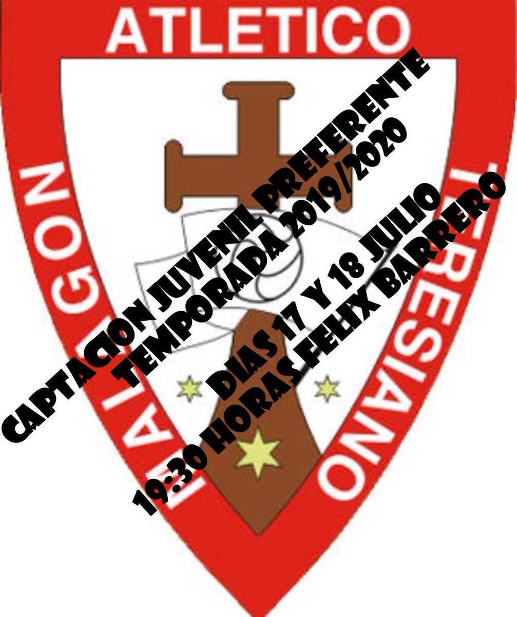 17 de julio y 18 de Julio captaciones para JUVENIL PREFERENTE.
Si quieres jugar en la categoria de preferente y en el ATLÉTICO TERESIANO estas en tu momento.
Te esperamos