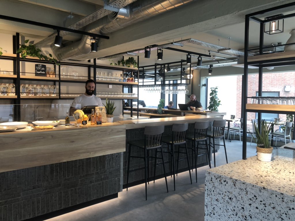 intandemrachel's tweet photo. Fab to catch up with @MaxineYGordon @Supersonic_Fit. Great to the transformation of #Stonebow. Lovely healthy food, great service and a cool vibe.#OnlyInYork https://t.co/m5GvLAImfY
