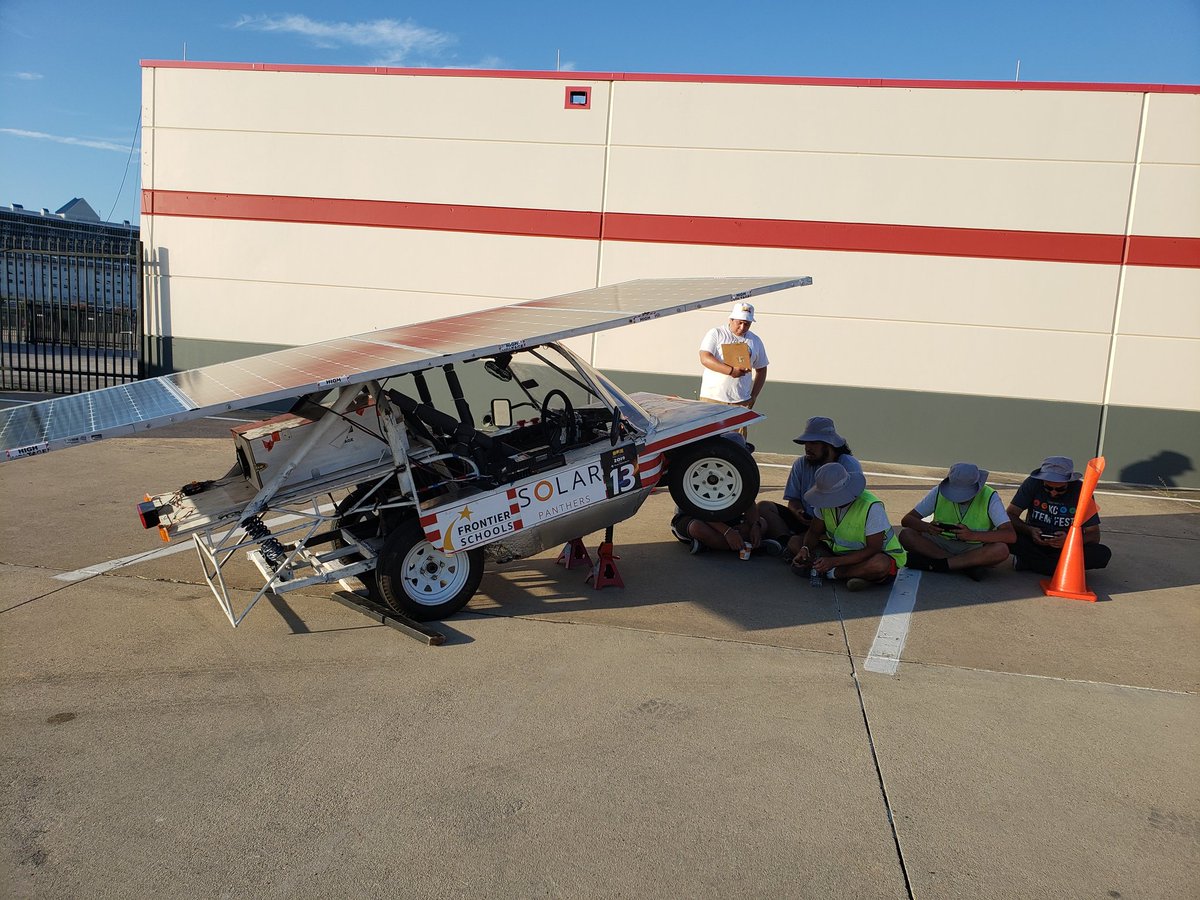 Day 3 of the Solar Car Challenge starts in minutes. Solar Panther team is charging their solar car before the race starts. <a href="/HighSchoolSolar/">Solar Car Challenge</a> <a href="/FrontierSchools/">Frontier Schools</a> <a href="/AroundTI/">Texas Instruments</a> <a href="/NetworkCAPS/">CAPS Network</a>