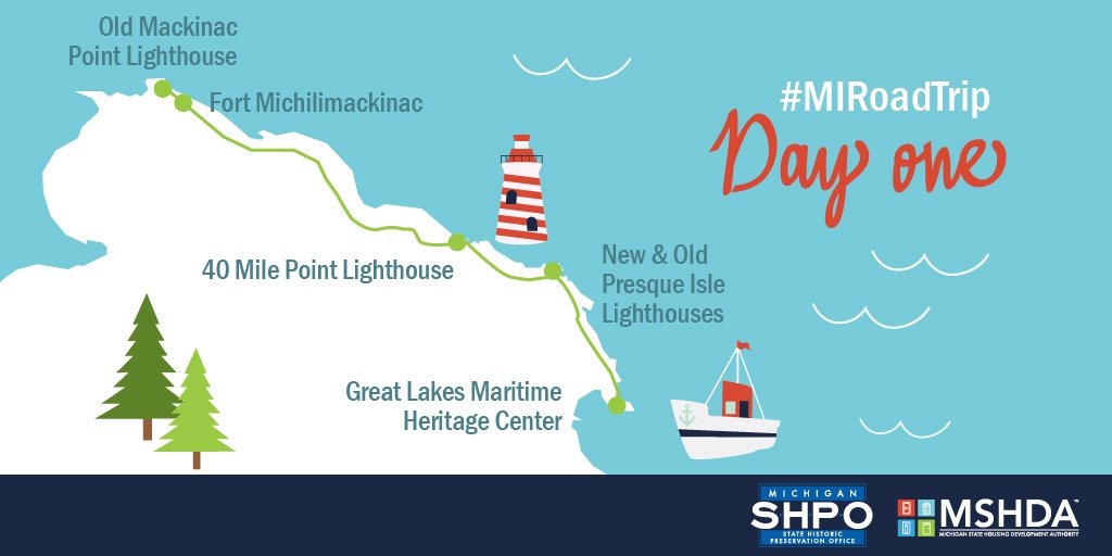 MISHPO's tweet photo. Who wants to go on a #RoadTrip? Follow our guide to a handful of historic landmarks across northern #Michigan. Use #MIRoadTrip to share your adventures with us! Explore the route: https://t.co/DgHboX961k https://t.co/WIN6Akt9Fd