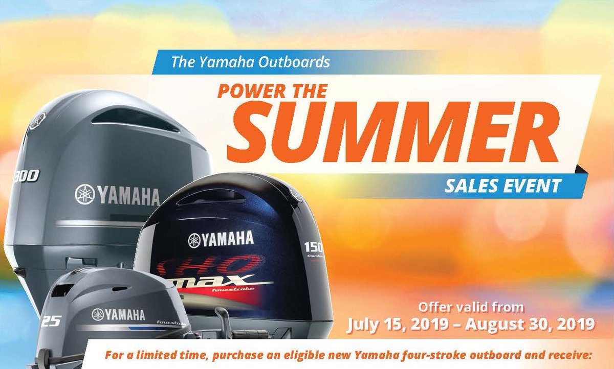 BeaverPark's tweet photo. UP TO $500 IN DEALER CREDIT on the purchase of select, eligible 2.5-hp to 75-hp four-stroke outboards* Up to $500 in dealer credit toward the purchase of additional goods/services from your authorized participating Yamaha Outboard Dealer https://t.co/6FTtn32zw1