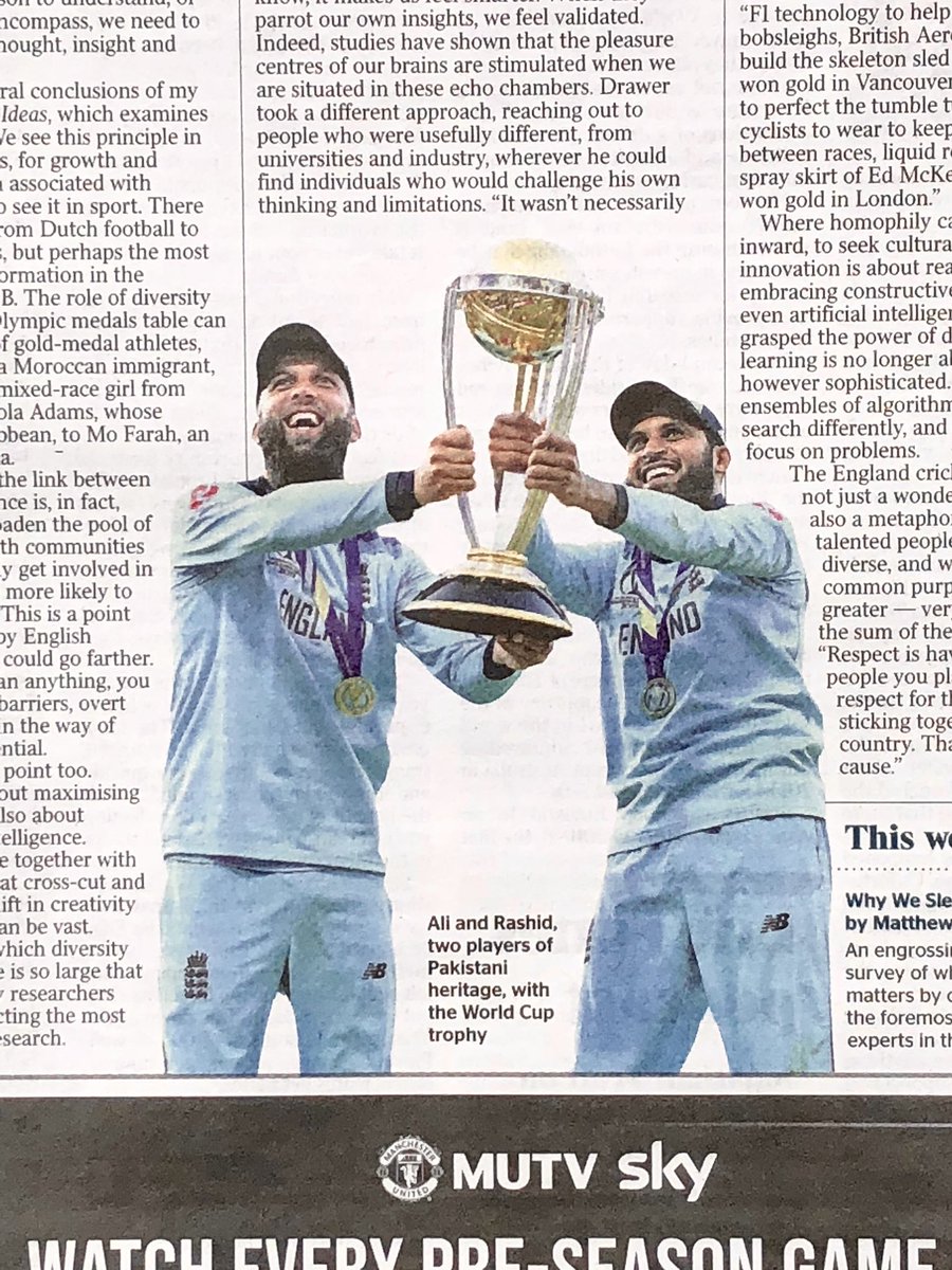 I have two publications in The Times newspaper today with a pic of @englandcricket Eoin Morgan batting  + a pic of Moeen Ali and Adil Rashid celebrating with the trophy at the #CricketWorldCupFinal via @ProSportsImages - #CWC19 @cricketworldcup @ICC #Cricket #ENGvNZ